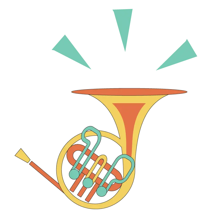 Valthorn illustrasjon – Korpshåndboka for skolekorps