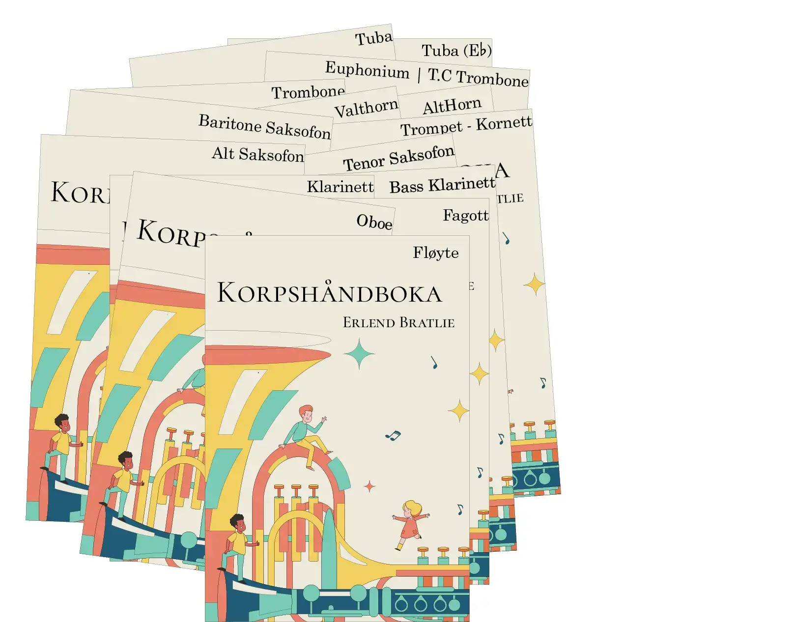 Alle instrumenthefter i Korpshåndboka – komplett serie for skolekorps